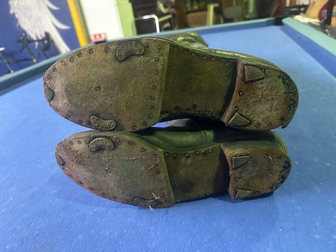 総革ロングブーツ木製キーパー付民族資料館保管品レトロアンティーク革靴 乗馬海軍型