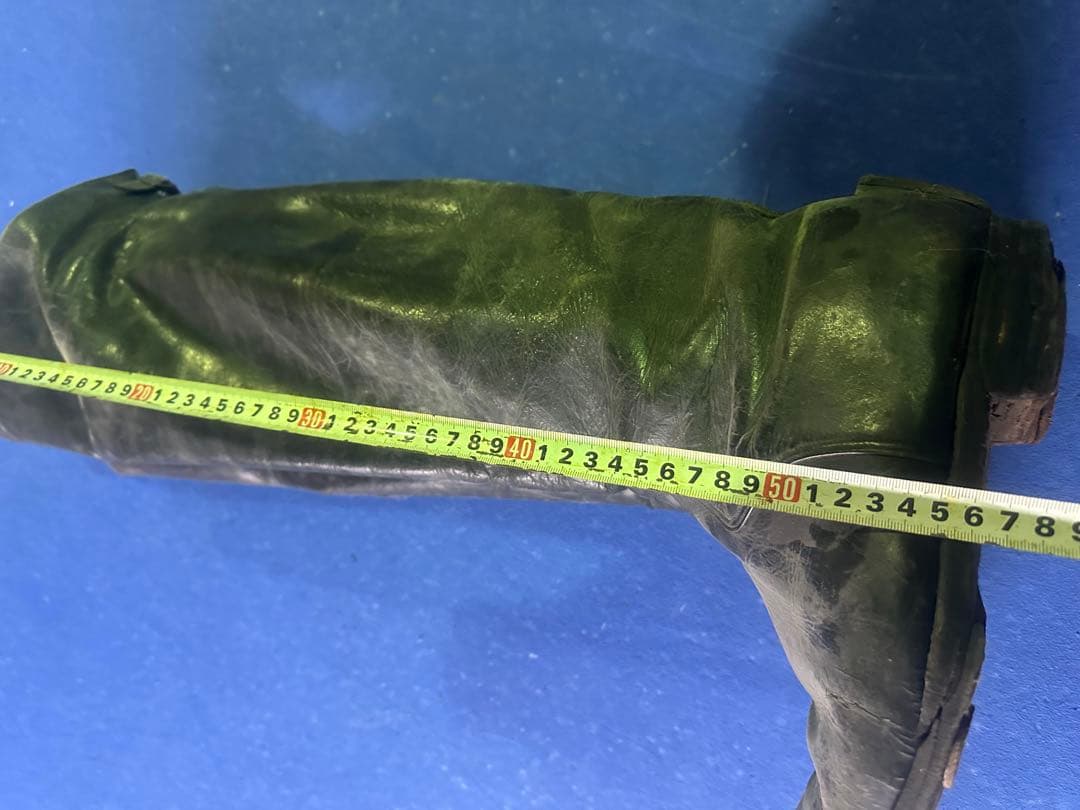 総革ロングブーツ木製キーパー付民族資料館保管品レトロアンティーク革靴 乗馬海軍型