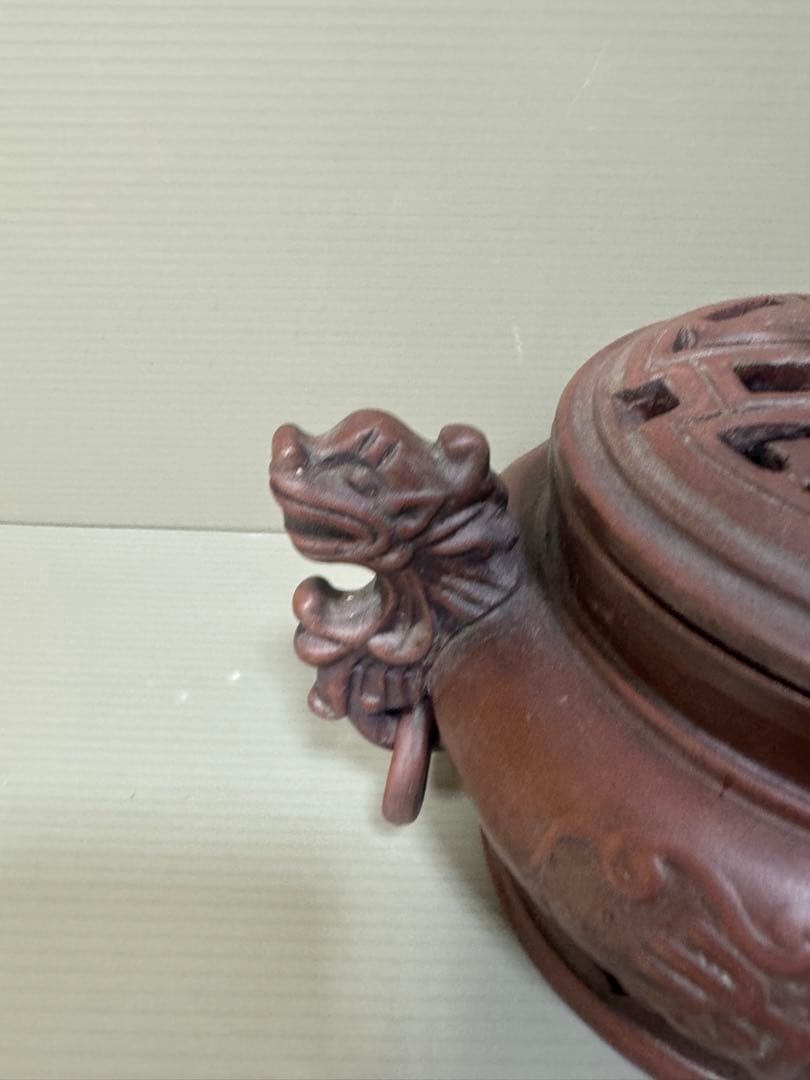 2276 中国骨董　大清乾隆年製銘　獅子　香炉　時代物