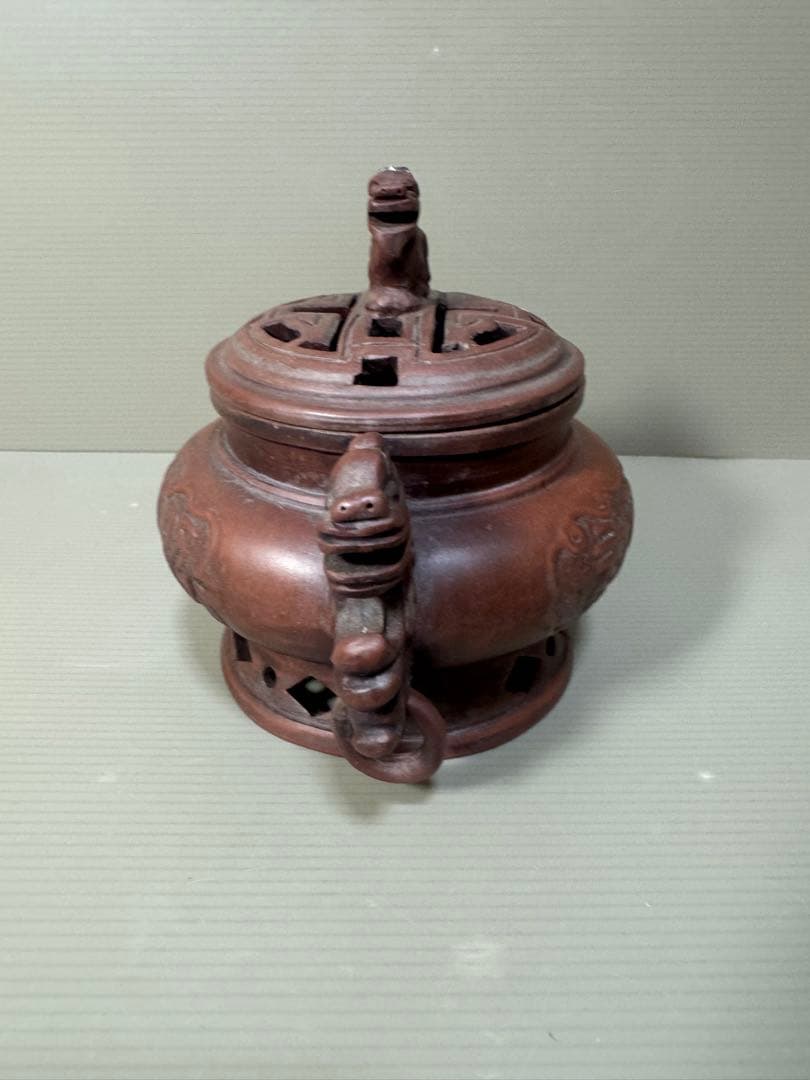 2276 中国骨董　大清乾隆年製銘　獅子　香炉　時代物