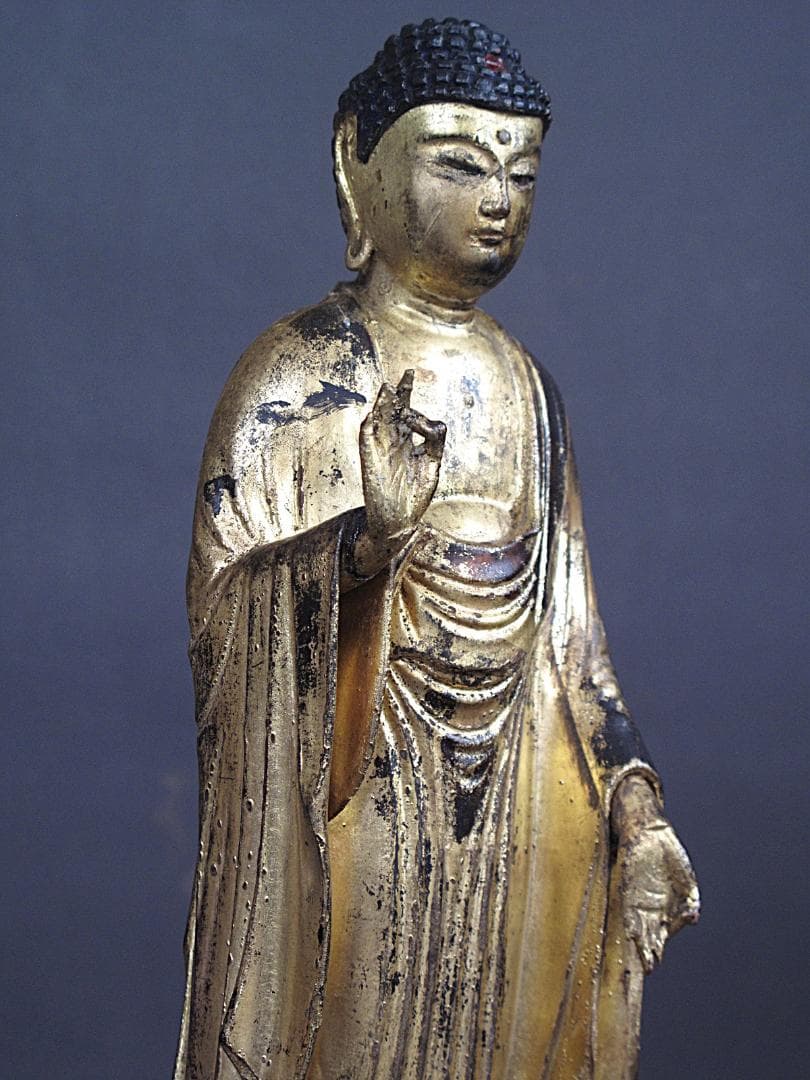 古仏像!!『木造 阿弥陀如来立像』総高27㎝ 像高23㎝