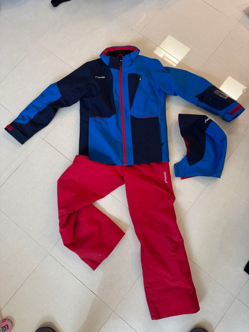 Phenix スキーウェアセット 150 青/赤 フード付き