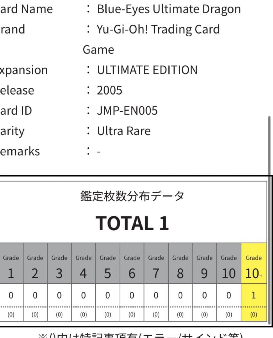 青眼の究極竜　JMP-EN005 ウルトラレア　ARS10+