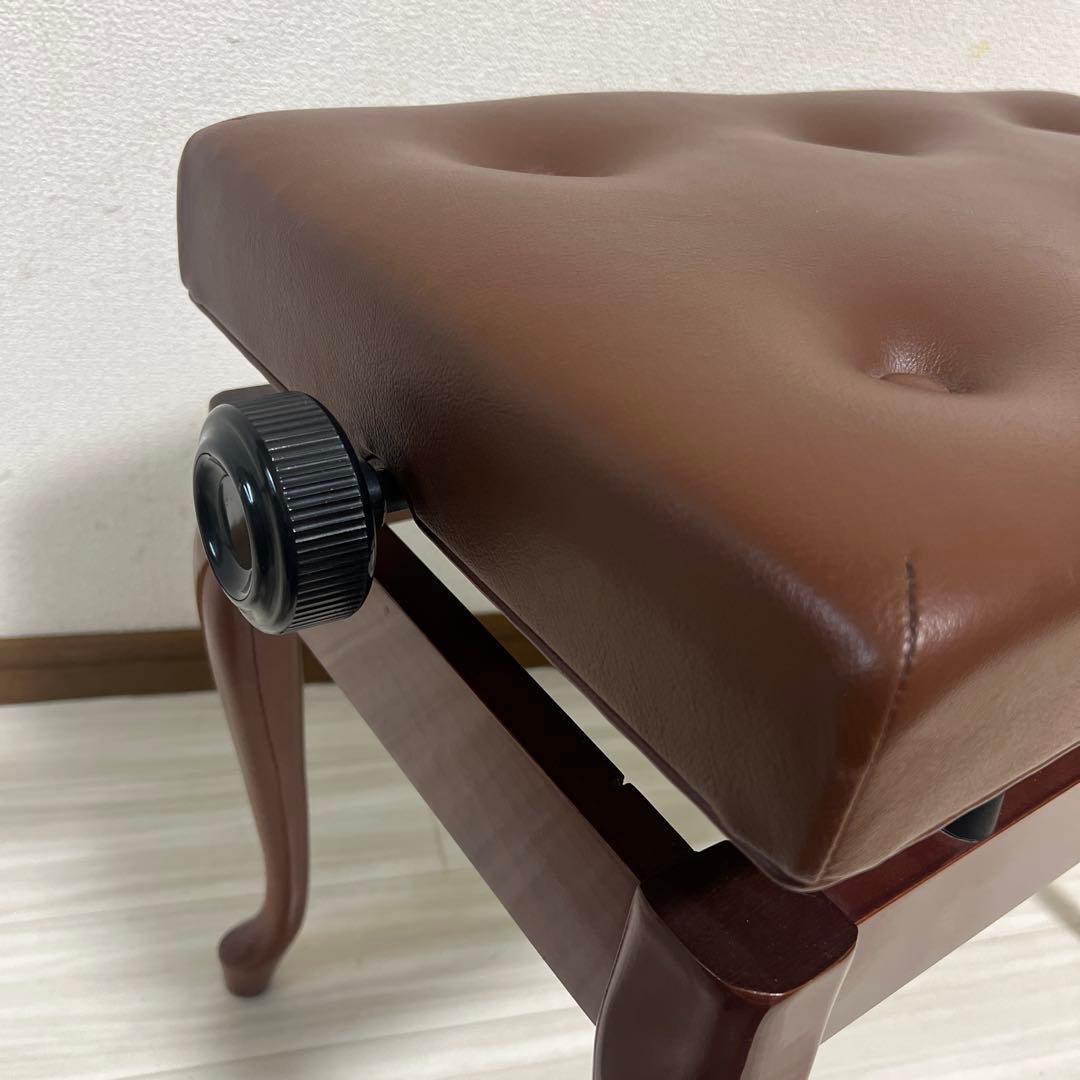 【中古極美品】ピアノ高低自在椅子・木目艶猫脚（送料込み）