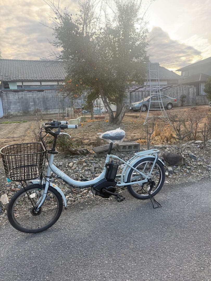 水色 電動アシスト自転車 シティタイプ