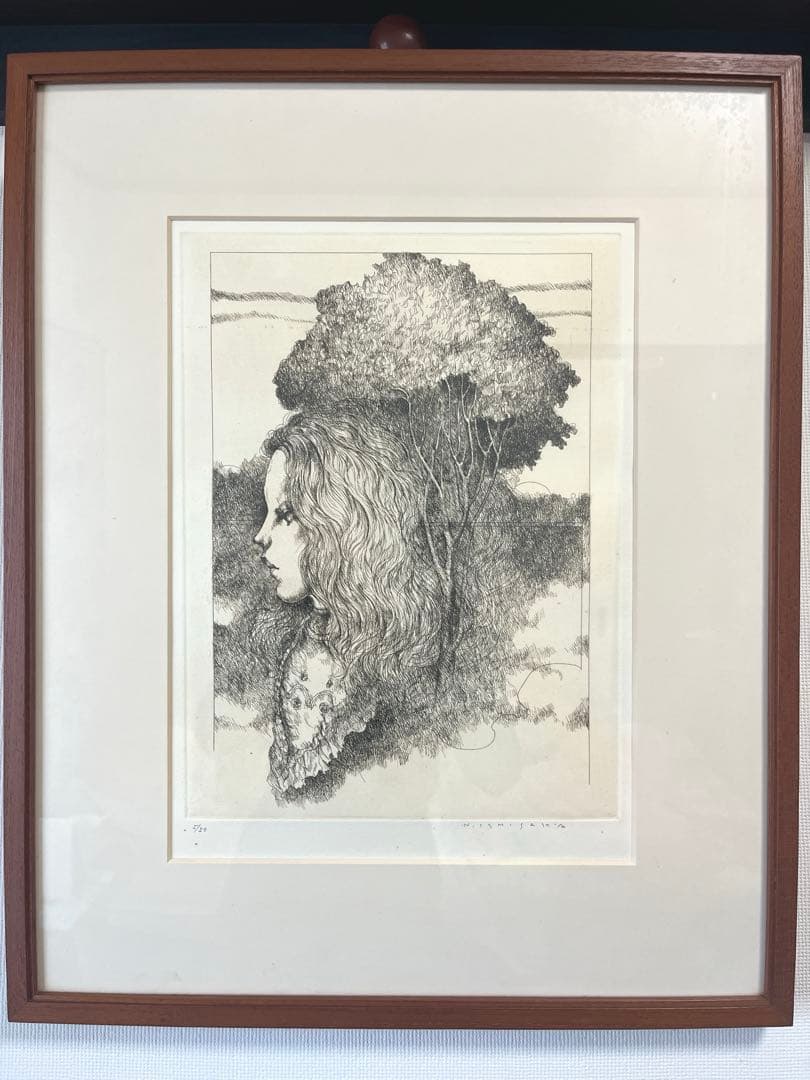 【真作】石阪春生 限定50部 絵画【一本の木】5/50