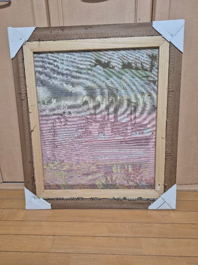 ゴブラン織り　72×82㎝ 庭園風景 絵画 ブラウンフレーム