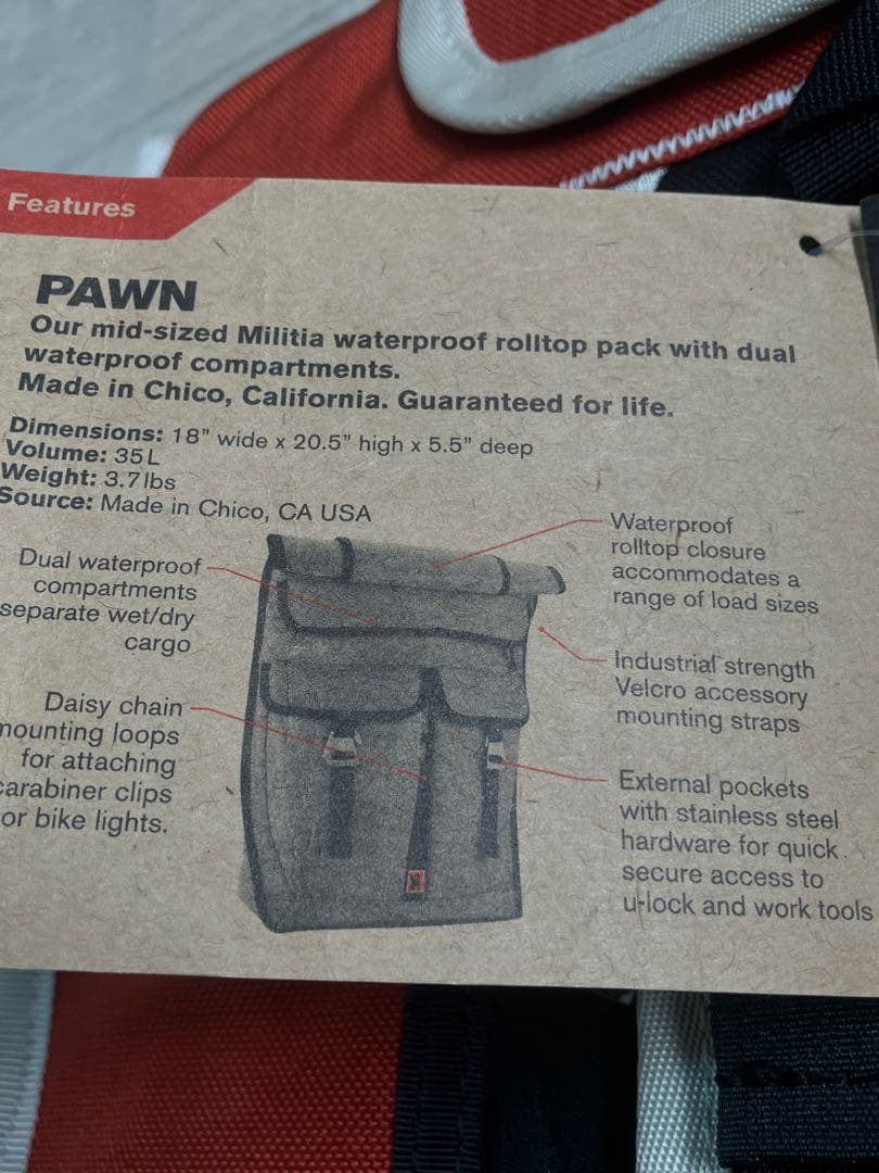 CHROME（クローム）PAWN ピスト　メッセンジャー　バックパック　M3