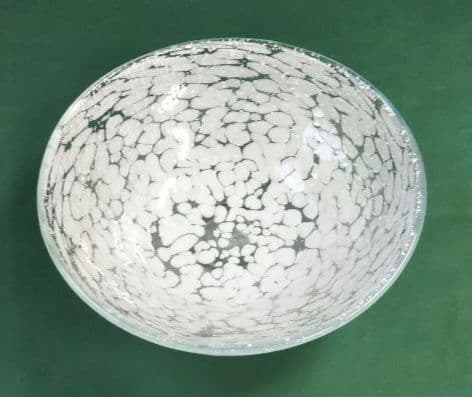 茶道具 平茶碗 ガラス 硝子 白粒子 中村真紀 吹きガラス