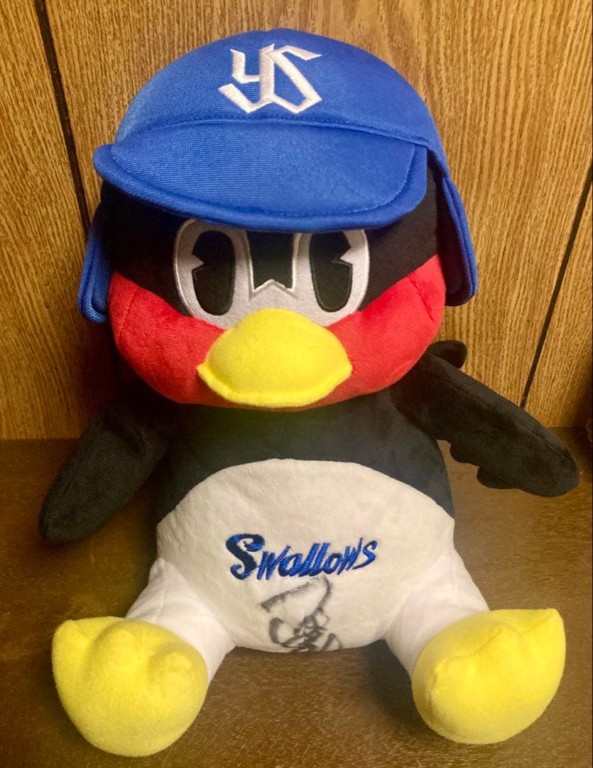 新品同様 【タグ付き】つば九郎　サイン入り　お座り　ぬいぐるみ　大
