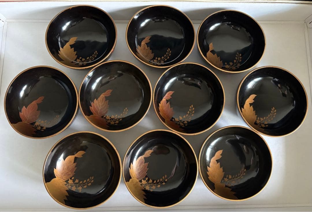 輪島塗漆器　椀　内桐巻繪　菓子椀　 拾人前入　蒔絵　10客　訳あり