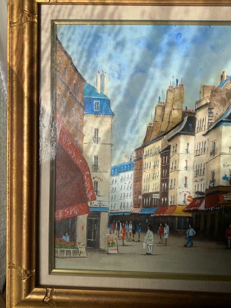 真作 中島達幸 『巴里のリユードビユイン風景』 油彩 F8号 豪華額装 油彩画