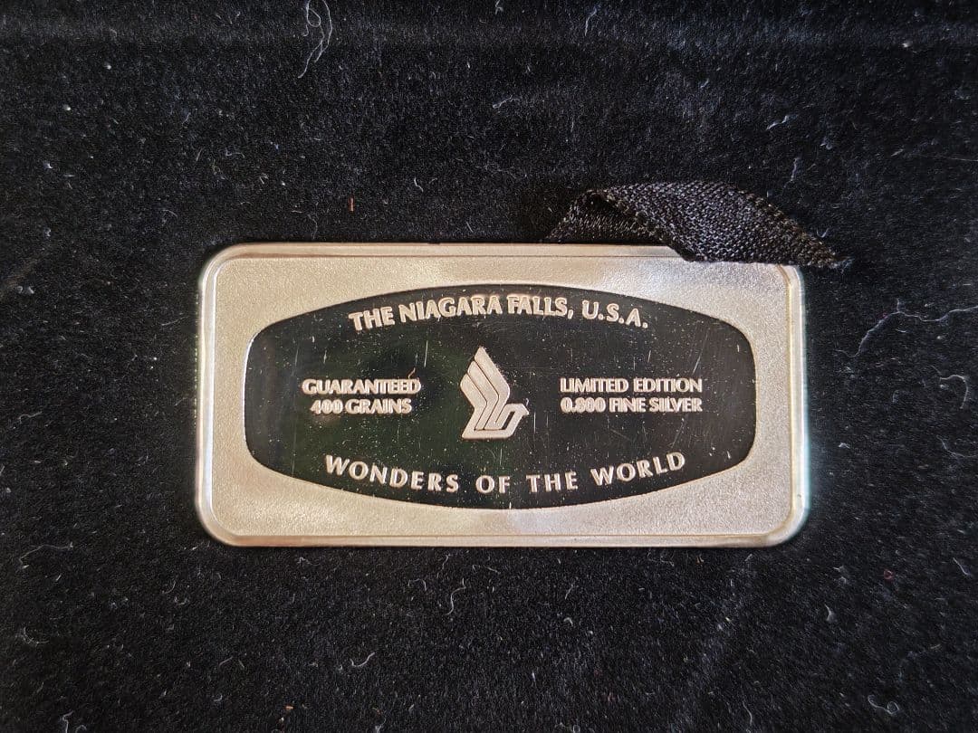 世界の七不思議 SILVER INGOT 「ナイアガラの滝」 搭乗記念ノベルティ
