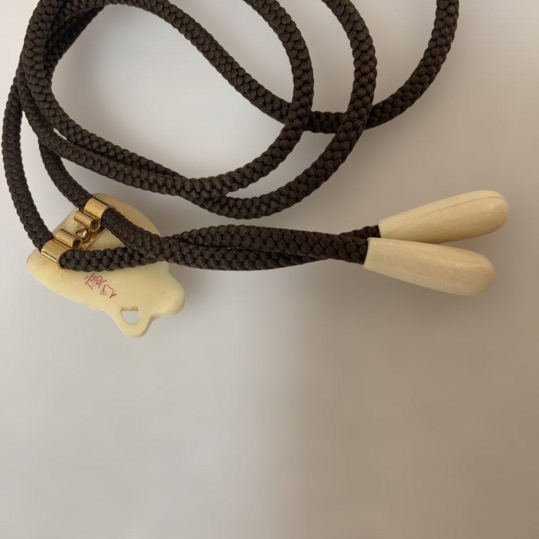 極上　天然素材　能面　吉祥面 翁　彫刻　ループタイ