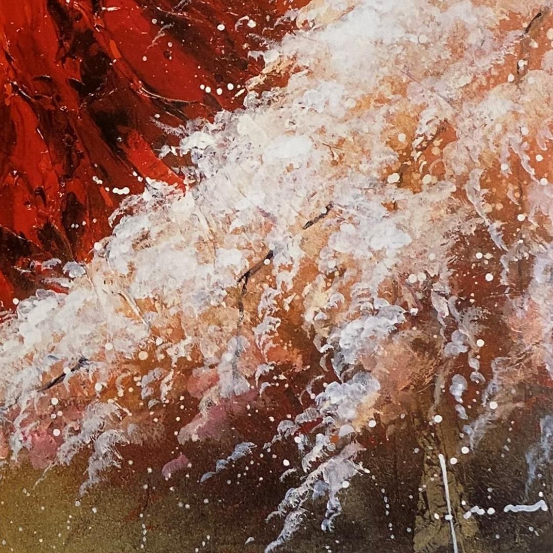 立川広己、【赤富士桜】、希少な額装用画集より、厳選、新品額装、マット額装付