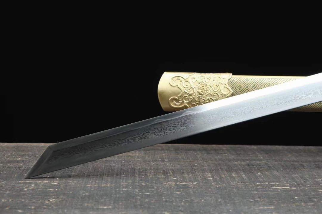 黄銅鞘―傾国牡丹唐刀（亮銅金）古兵器 武具　刀装具　日本刀　模造刀 居合刀