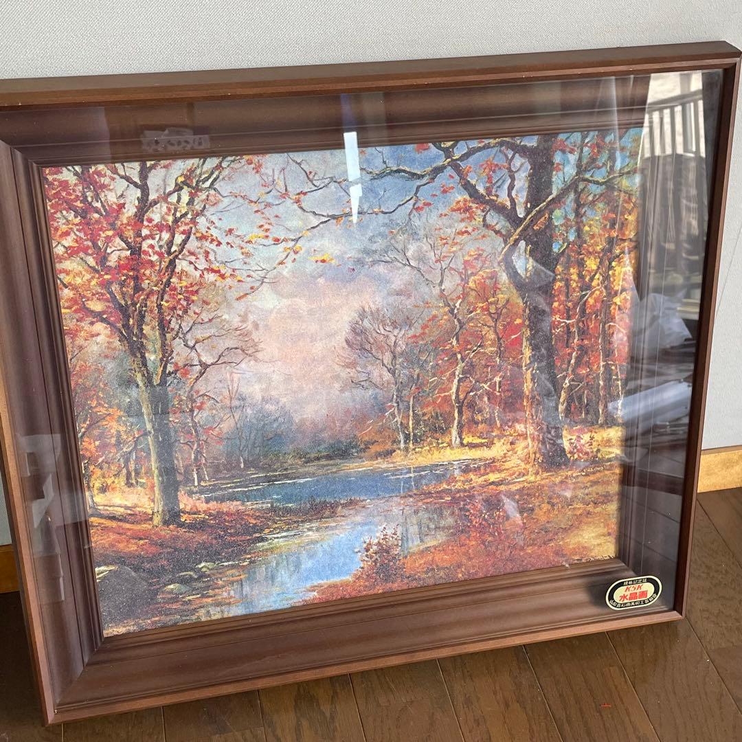 【水晶画】世界の名画 ロバート・ウッド　10月の朝 風景画 秋景色 風景画