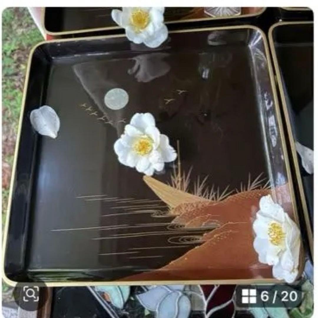 2244様感謝‼️JAPANGOZEN超絶時代蒔絵「源氏物語　須磨　明石」御膳5客