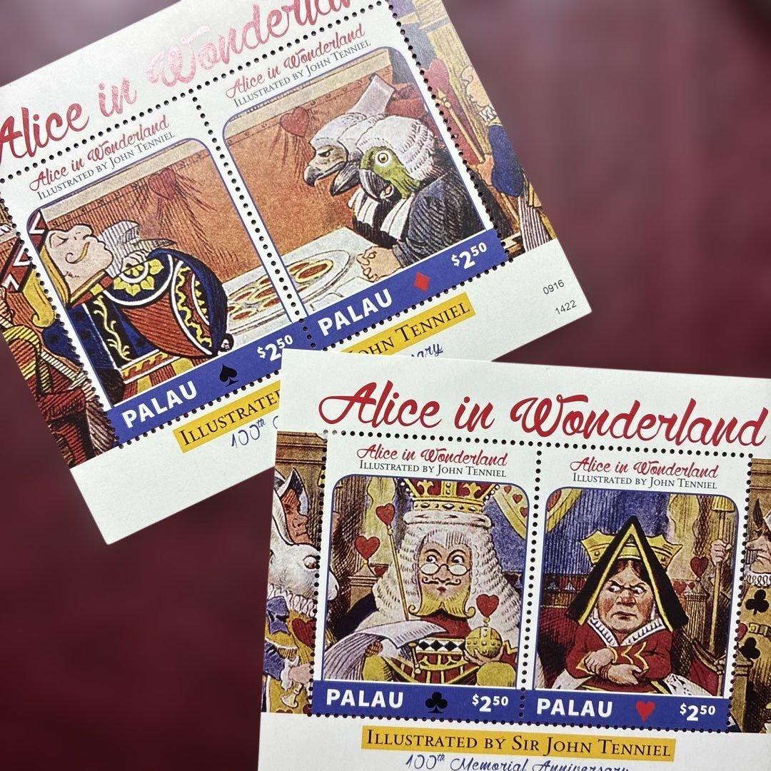 76917セール現品限　外国切手　パラオ発行トランプ小型シート2種揃