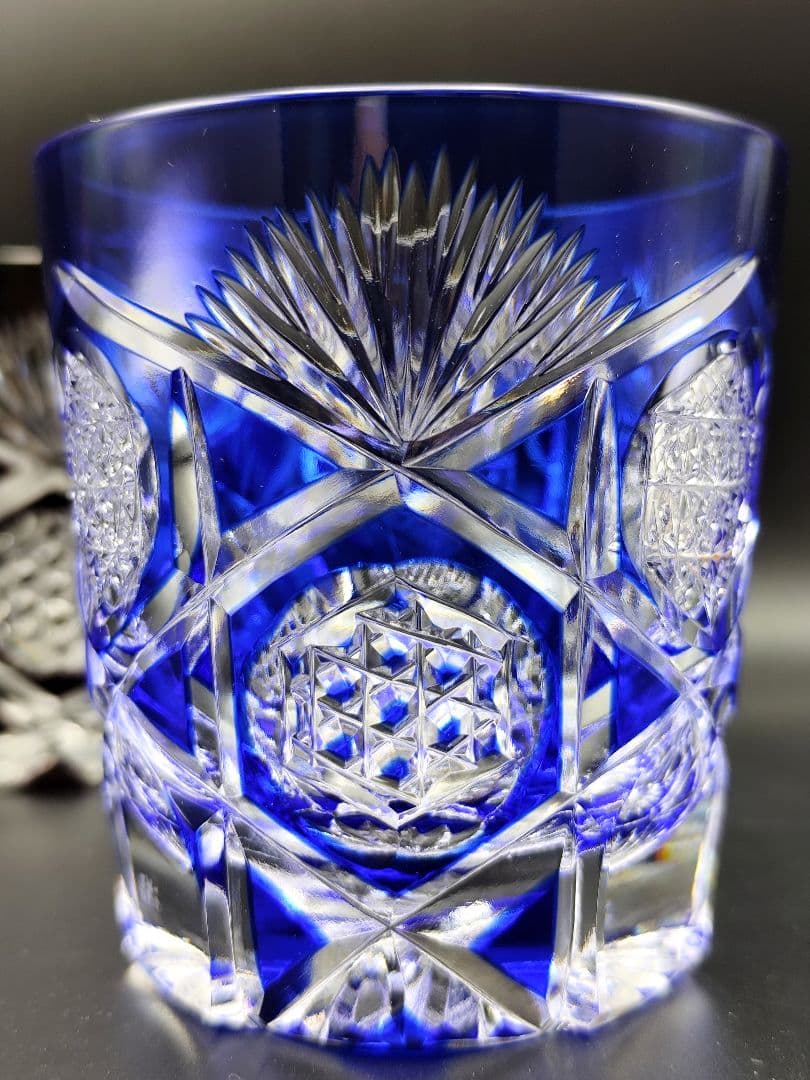 未使用☆江戸切子 瀧澤利夫 ペアロックグラス（切子、江戸切子、薩摩切子）