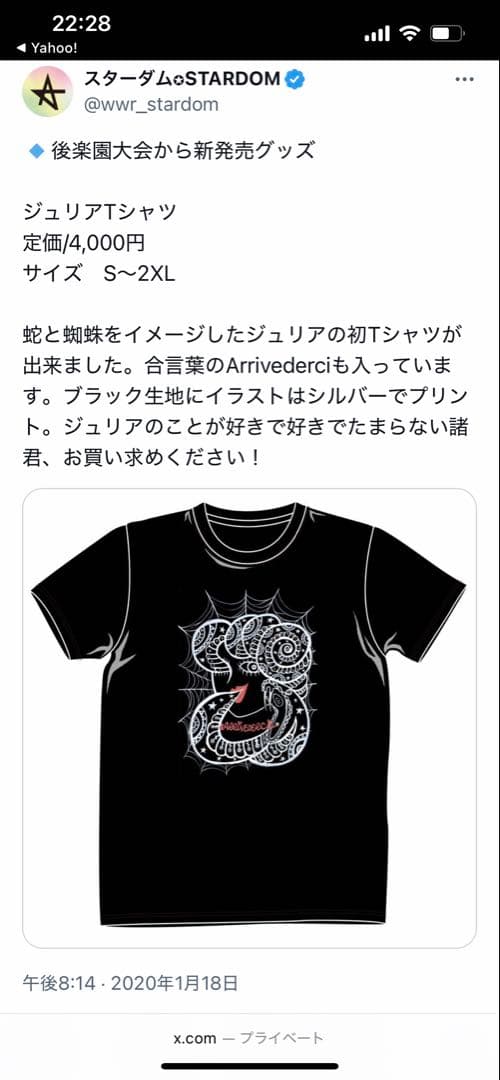 ジュリア　1stTシャツ　女子プロレス　GIULIA