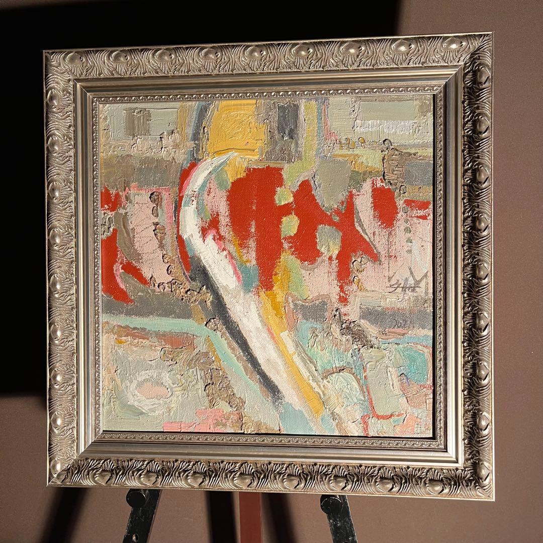 ★真作★ 文勝(ウンシュン) 無題 油絵 額付き 貴重作品