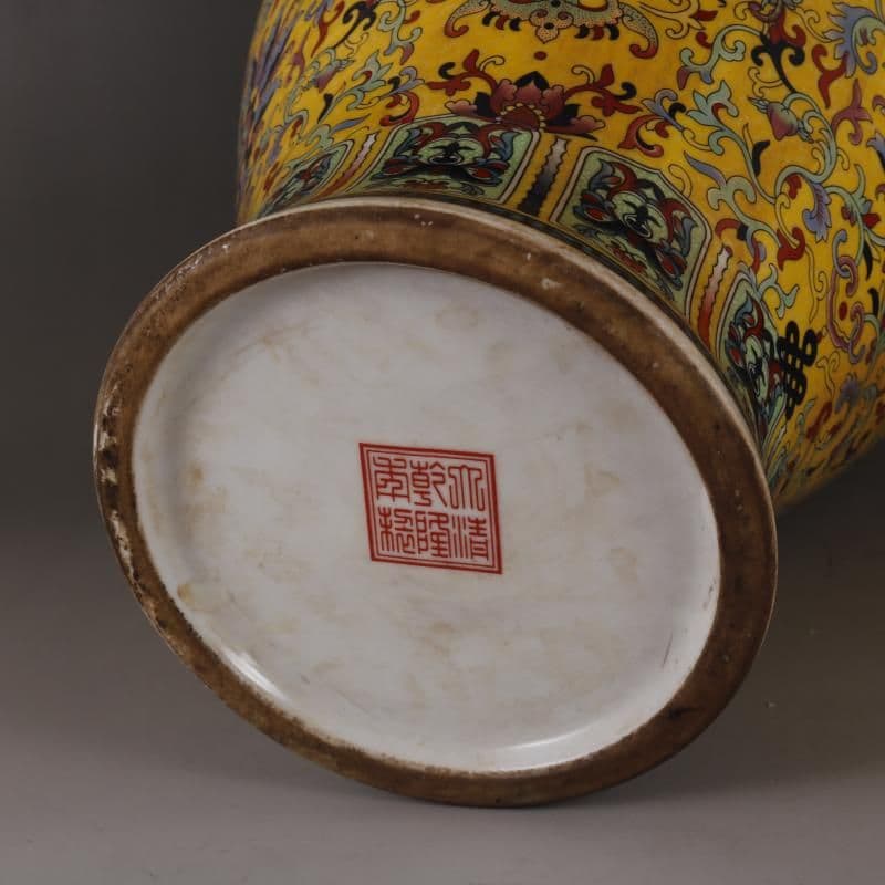 清乾隆琺瑯彩纏枝福寿紋将軍壺 景徳鎮 陶磁器 装飾品 現代工芸品 美術品置物