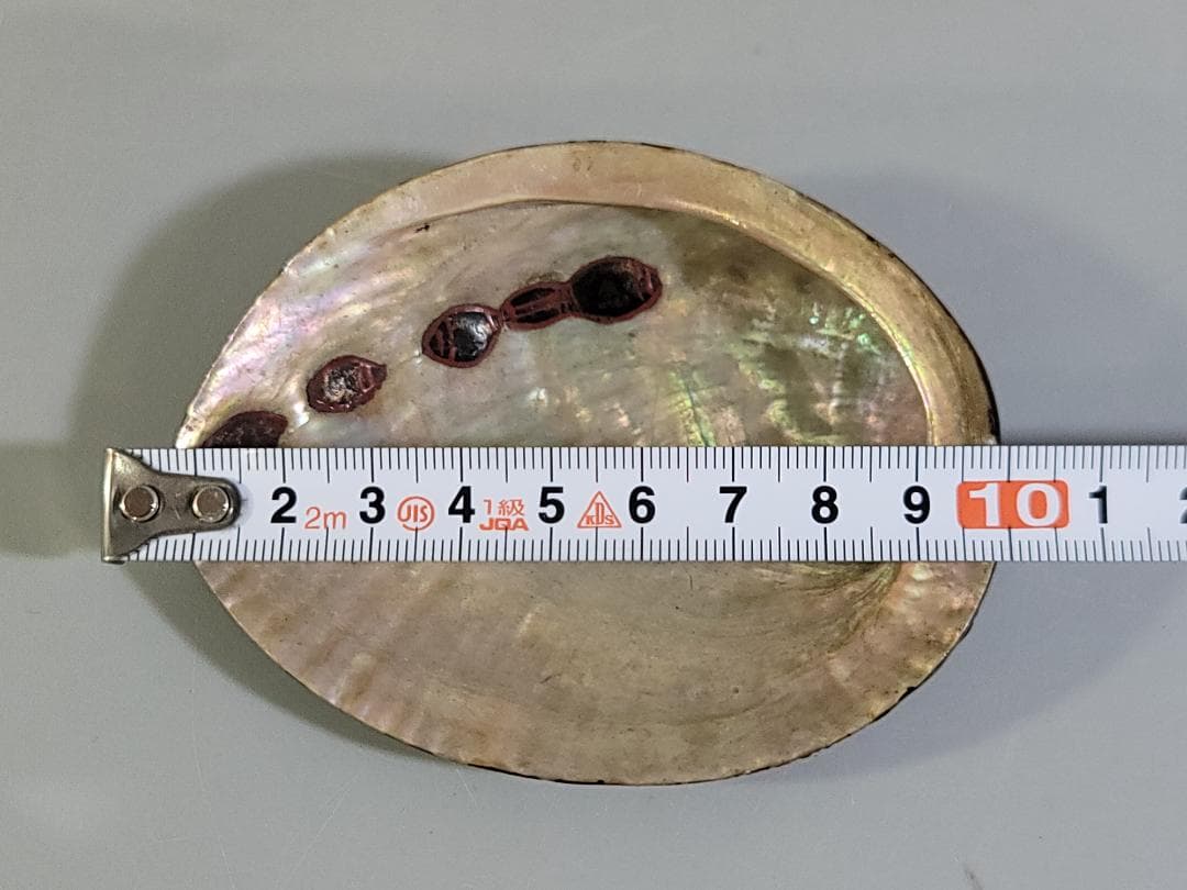 鮑 漆沈刻 花草紋 盃 提げ物 根付 時代物 DT611