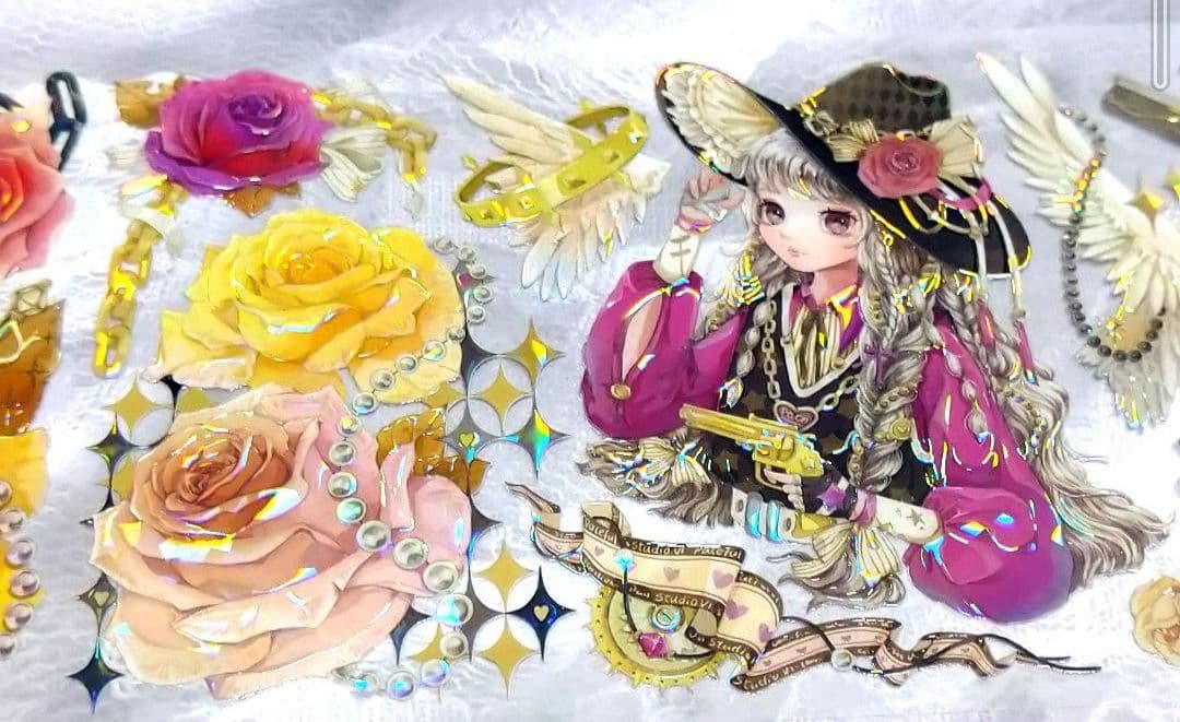 ☆SALE☆J569＃枪炮玫瑰(贝壳光)切り売り海外人物マステ女の子