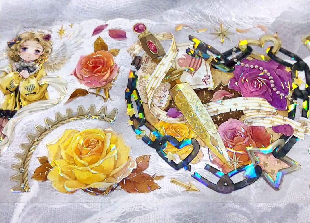 ☆SALE☆J569＃枪炮玫瑰(贝壳光)切り売り海外人物マステ女の子