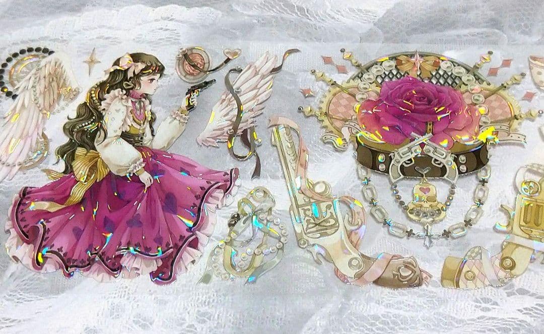 ☆SALE☆J569＃枪炮玫瑰(贝壳光)切り売り海外人物マステ女の子