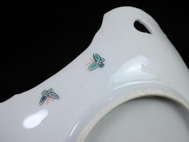 大聖寺伊万里　柿右衛門写　鳥に燕子花の図　四方皿　C669AS-BQh