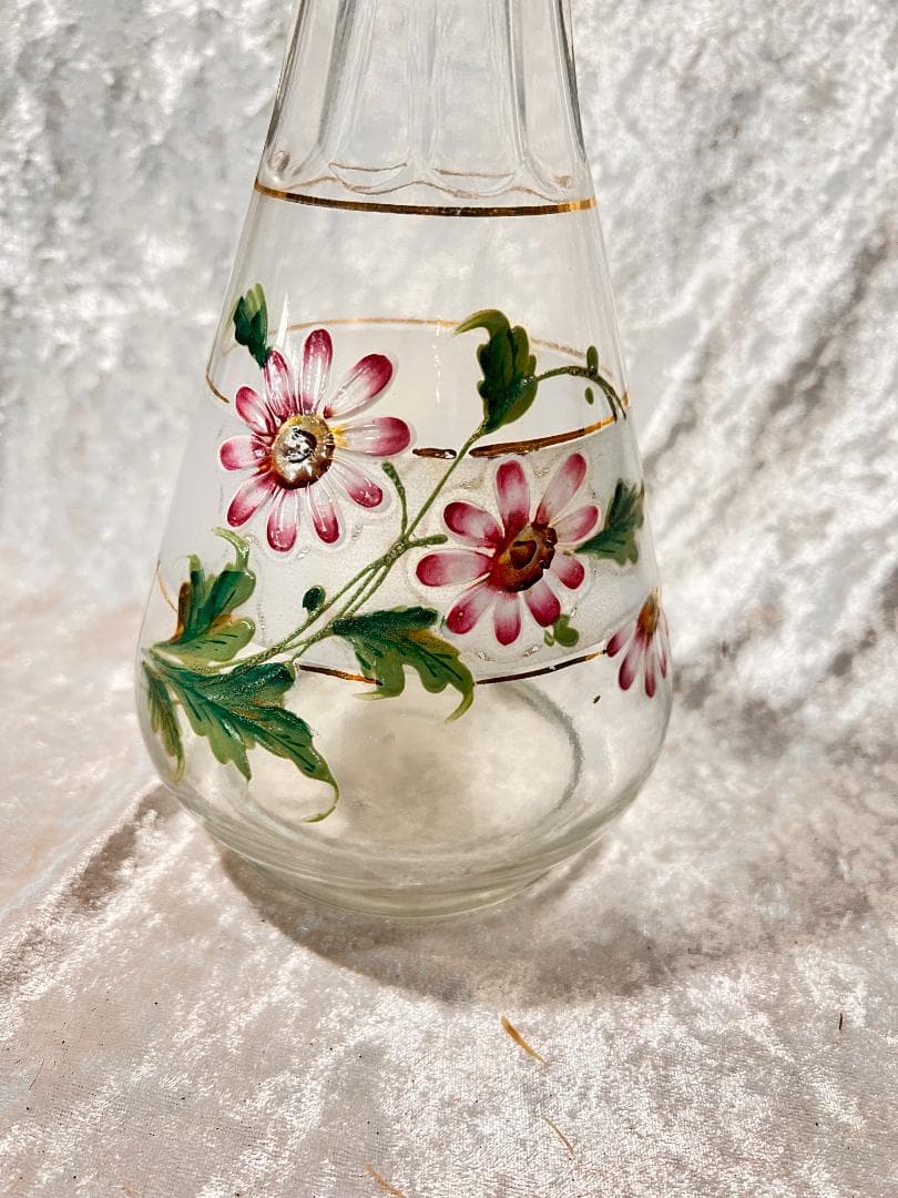 花柄ガラスデキャンタ 高さ約25cm