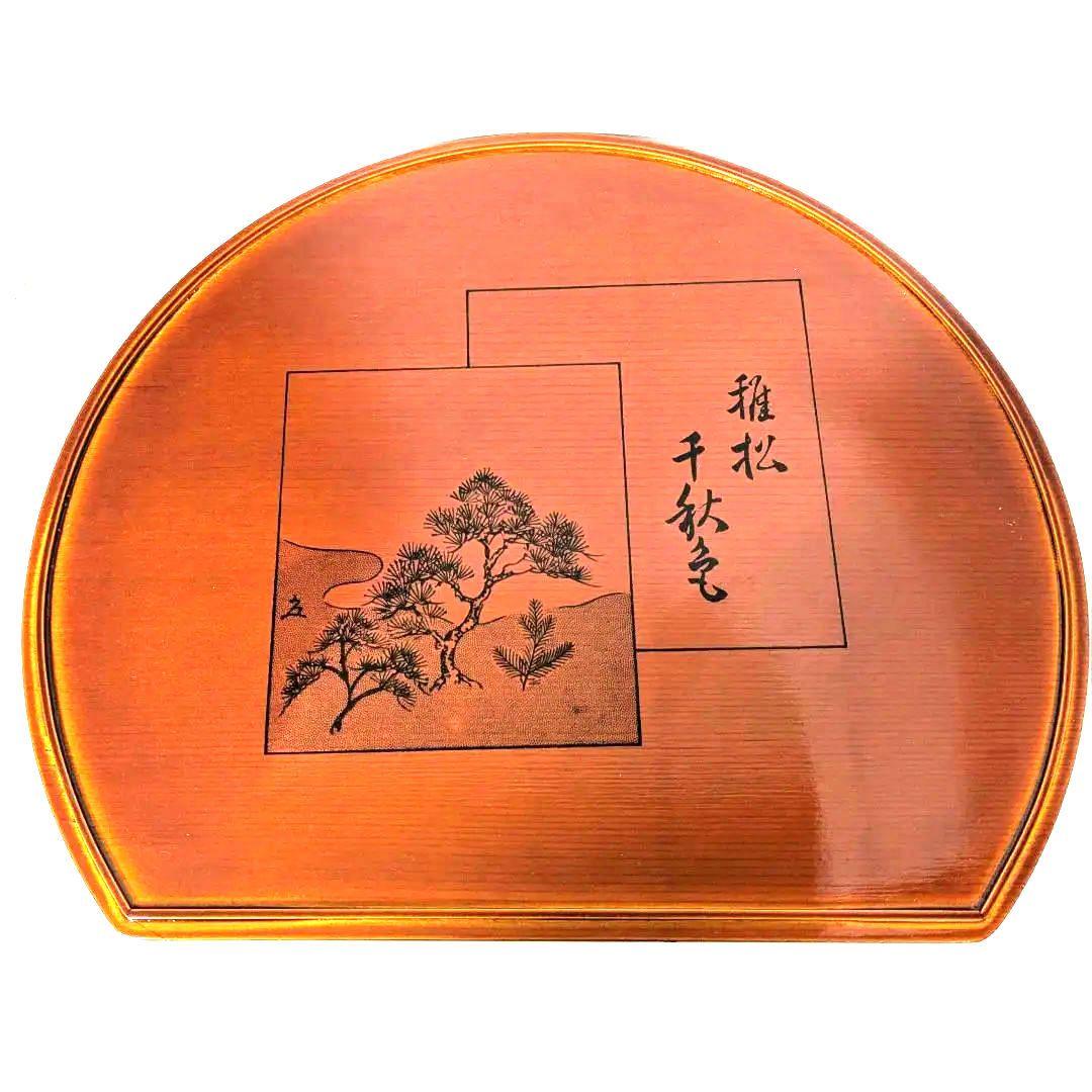 懐石膳　伊勢物語　春慶塗　半月盆　　古物　淡々斎好　10枚組