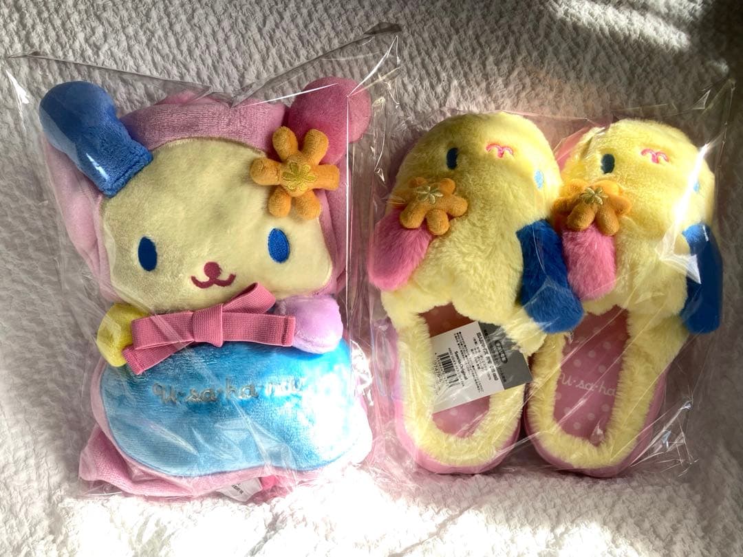 ウサハナ　フェイススリッパ　2wayブランケット　セット　サンダル　サンリオ