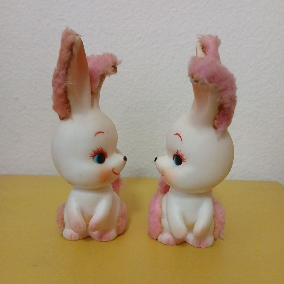 ヴィンテージ　昭和レトロ　イースターウサギ　ソフビ人形　２体セット品