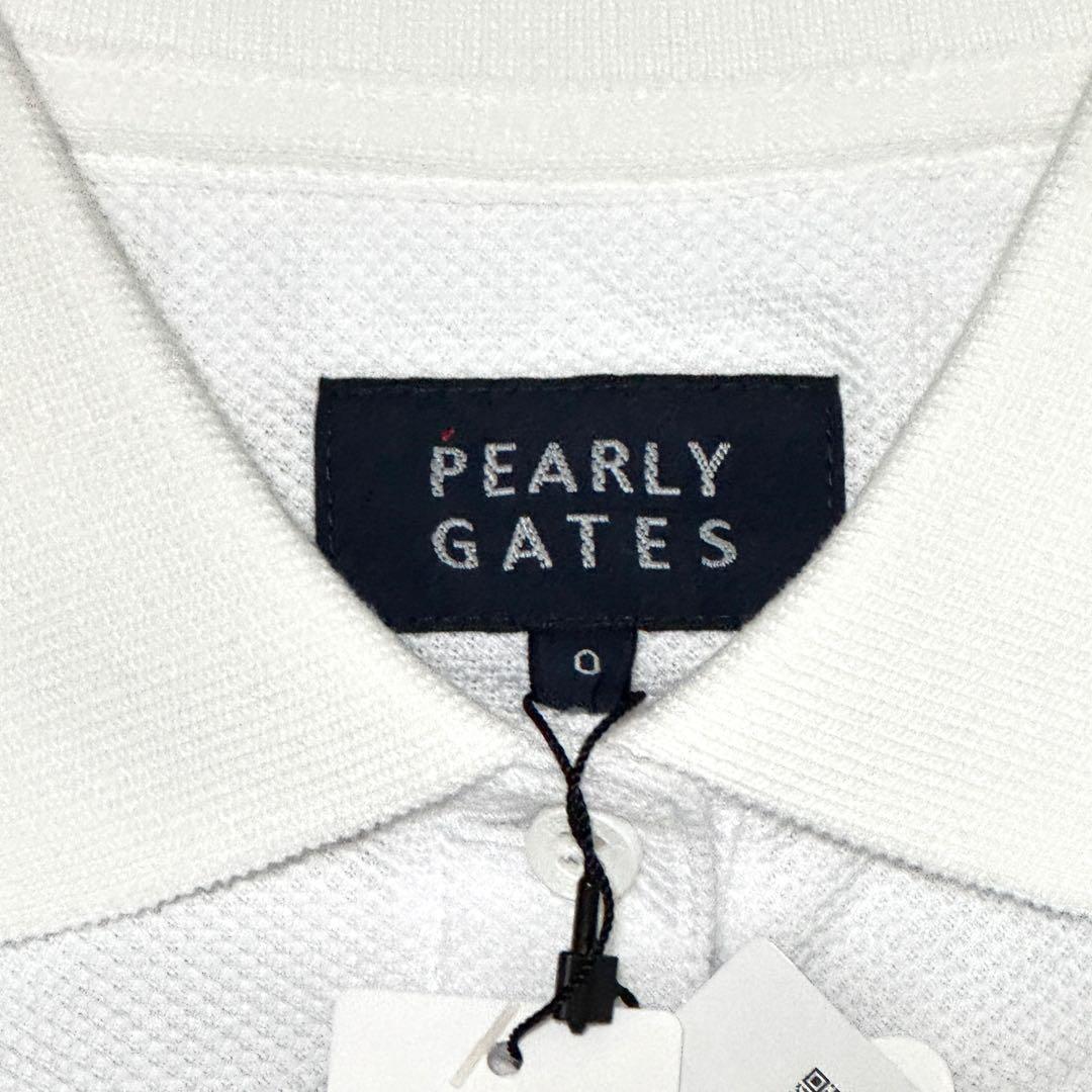 新品タグ付 パーリーゲイツ ゴルフポロシャツ 白 雷柄 日本製　0 22年モデル