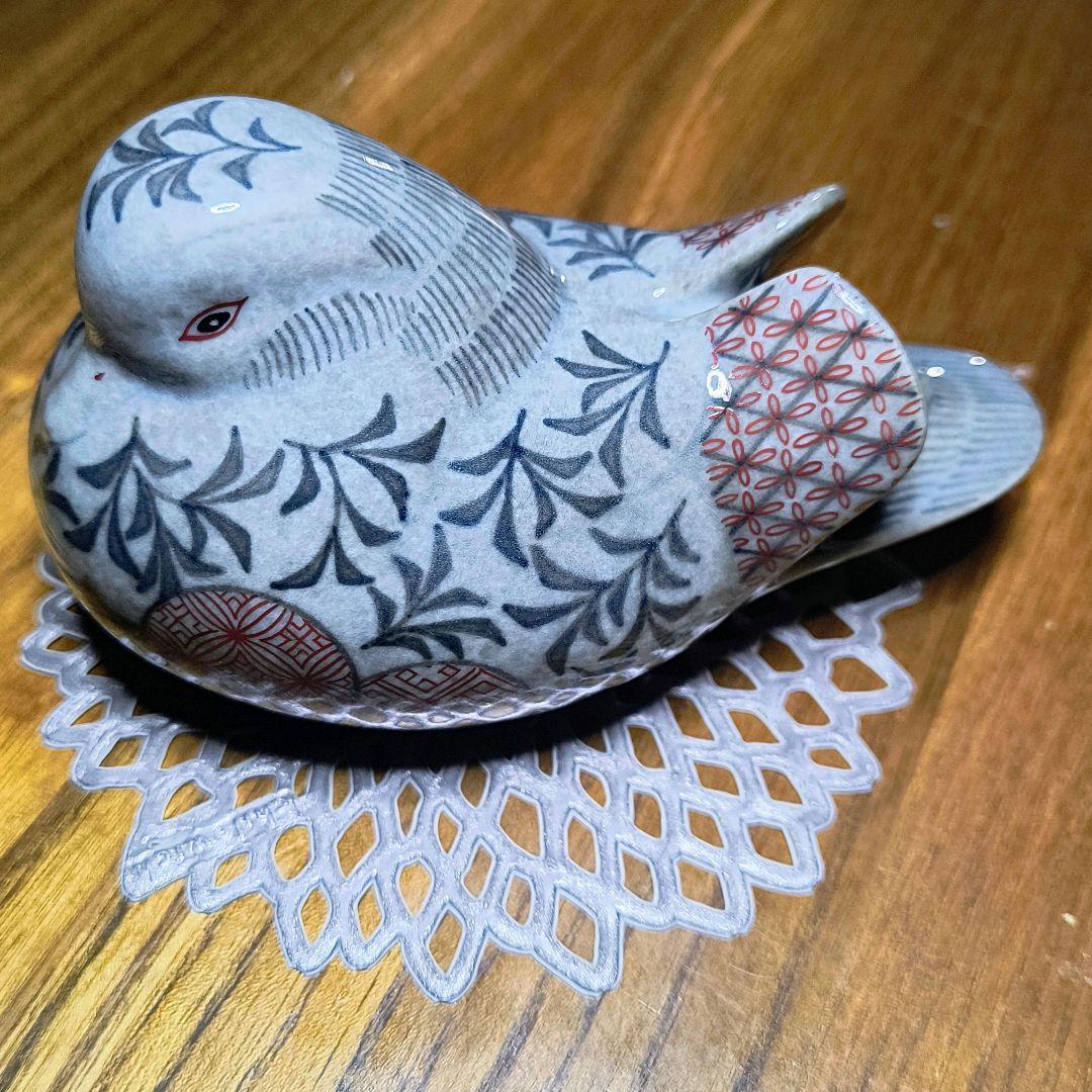 ロイヤルクラウンダービー　色絵吹墨鴛置物 オシドリ人間国宝 十三代今泉今右衛門