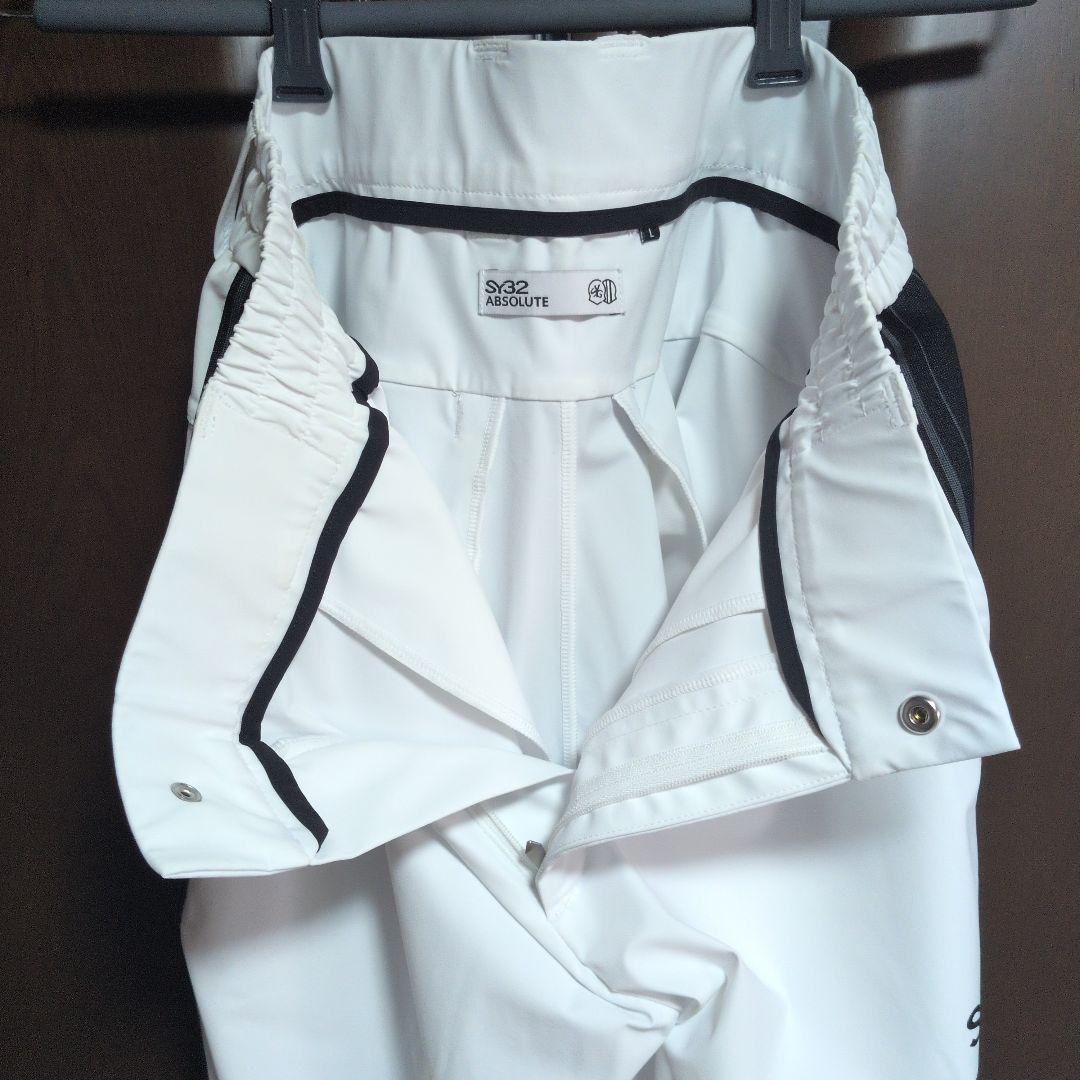 SY32:メンズ:Lサイズ:カルビコ スリム サイドラインパンツ:白/黒ライン