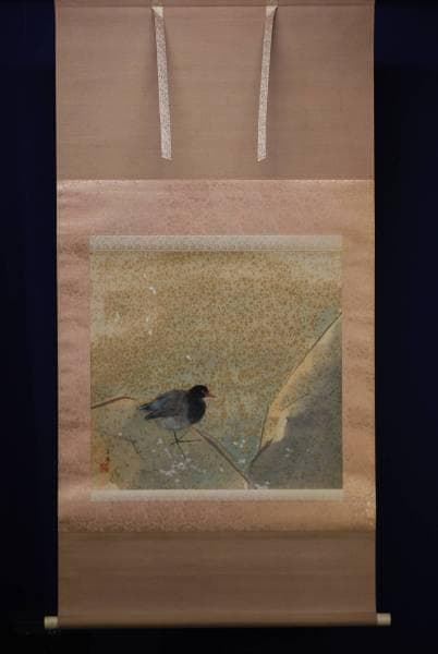 真作/東原方僊/梅に鳥図/布袋屋掛軸HC-578