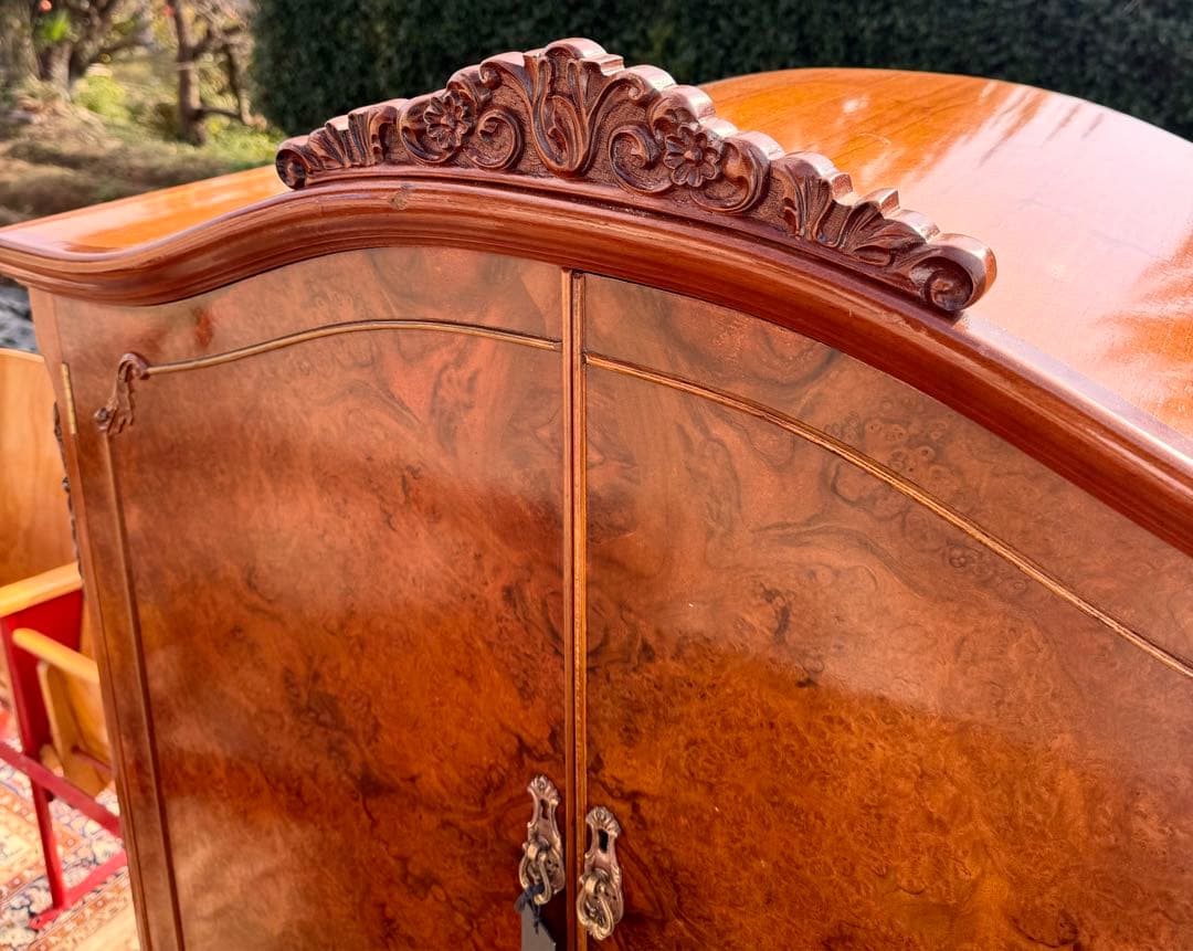 英国アンティーク カクテルキャビネット 1930年代 ウォルナット材 未使用保管