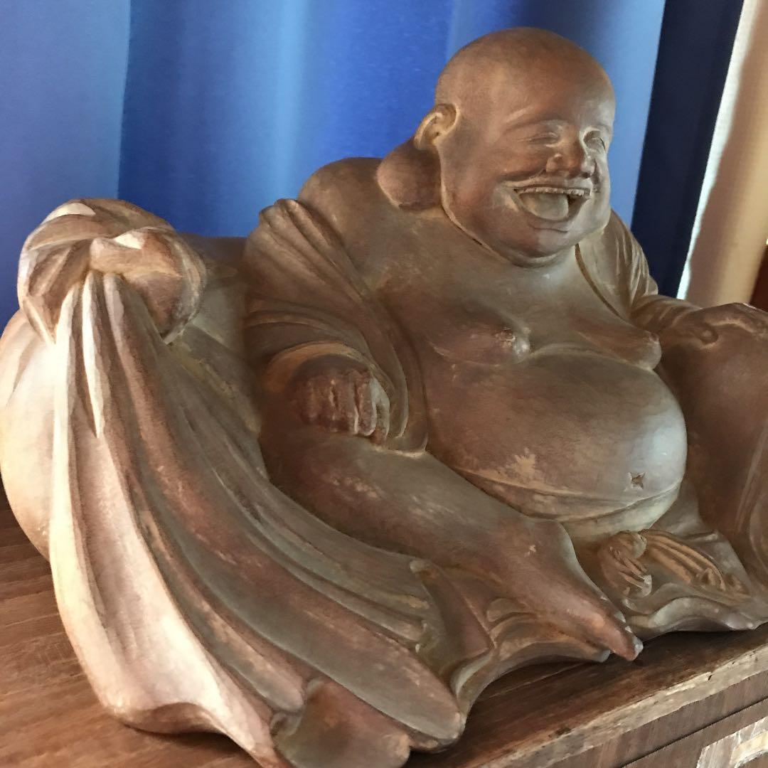 木彫　布袋像？　大黒天像？　加藤　景雲作　大幅値下げ
