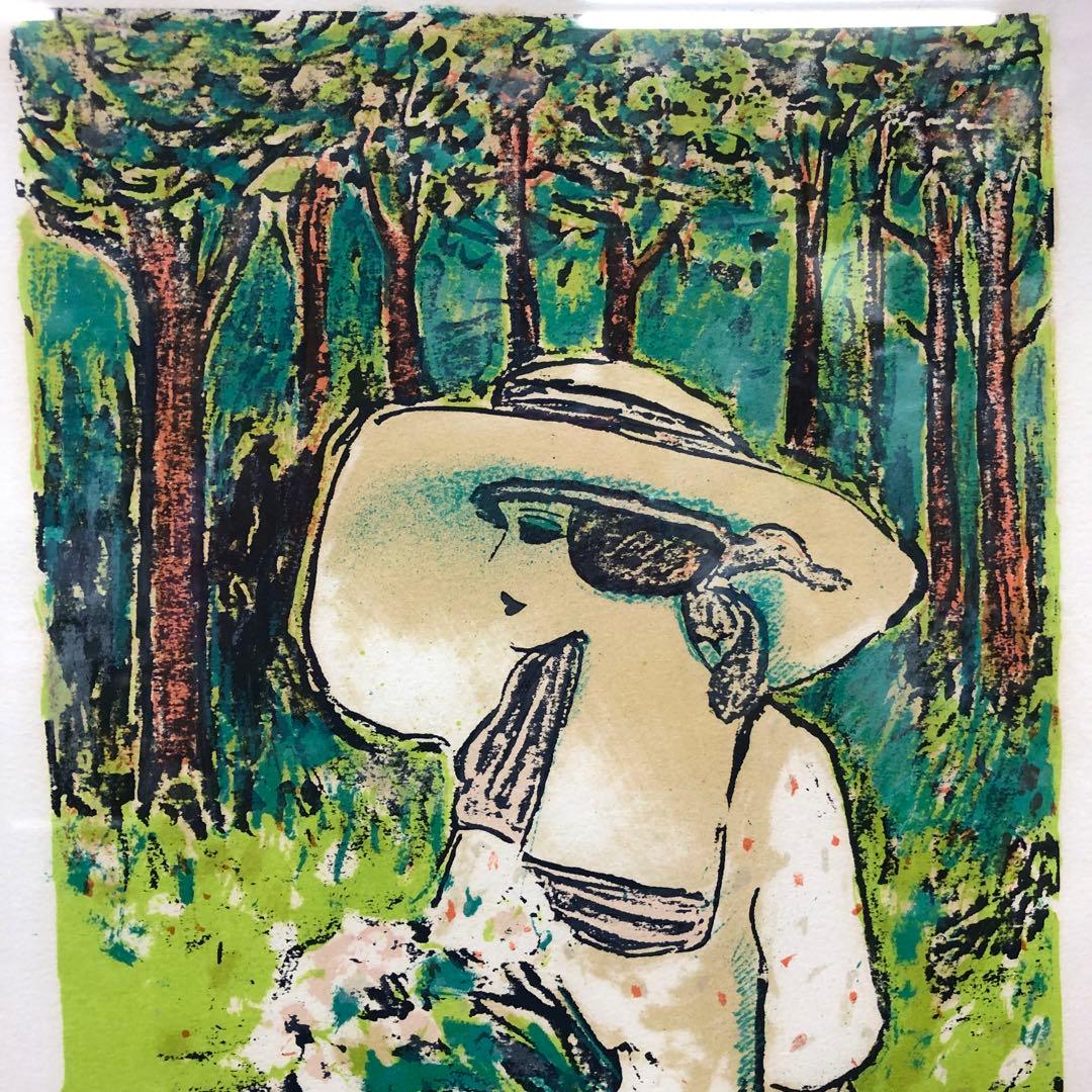 ピエール.カシニョール　リトグラフ　赤い木立　102/150 サイン入り