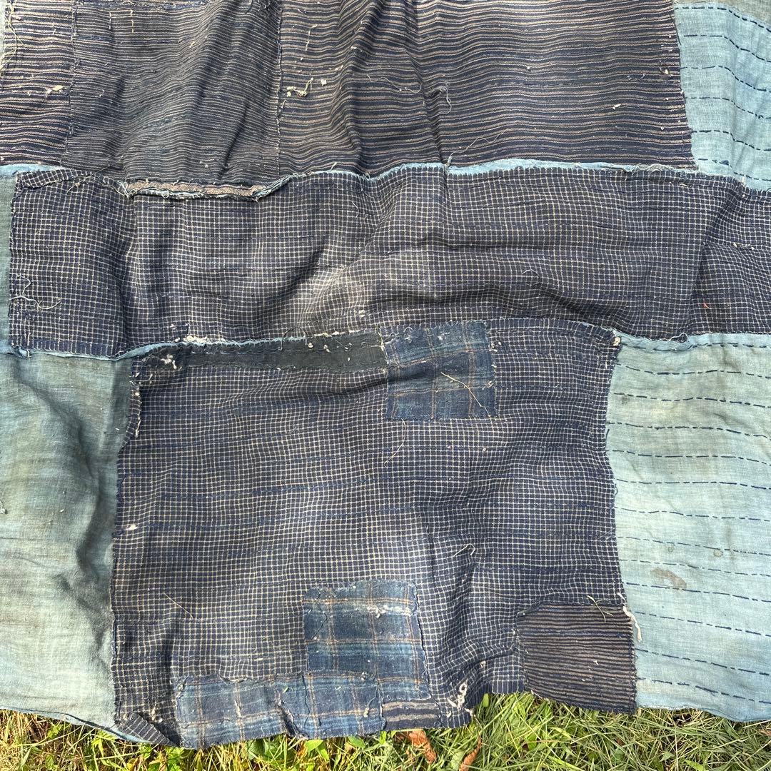 【蔵出し】藍染 BORO 古布 ボロ布 1555mm×1555 つぎはぎ　刺子