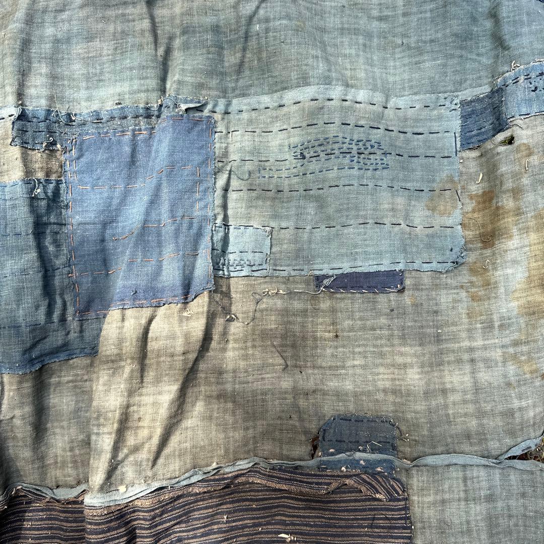【蔵出し】藍染 BORO 古布 ボロ布 1555mm×1555 つぎはぎ　刺子