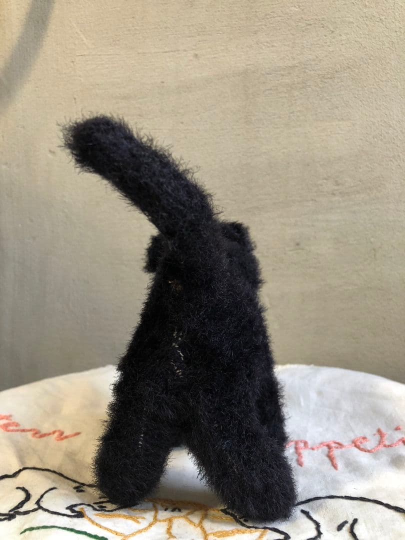 アンティーク ドイツ製 グリーンお目々の黒猫ちゃん テディ