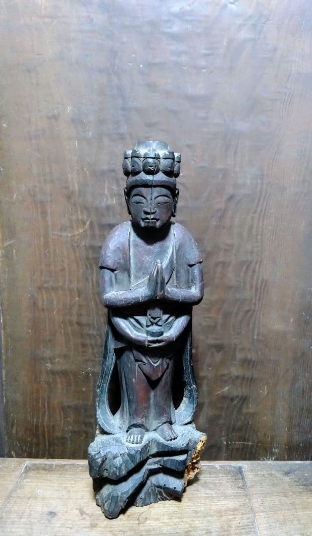十一面千手観音菩薩立像　仏像神像　木彫　室町時代　金銅仏