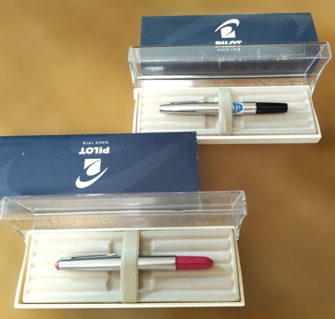 PILOT伸縮式万年筆「パイロットショート」14K黒 ピンクセット