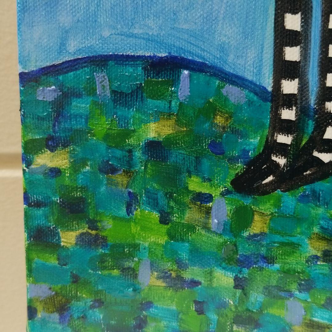 油絵　専用　旅に出る決意をする鳥の家族