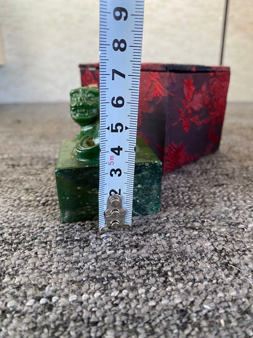 広東緑石　獅子　落款印　印章　印材　印石　印鑑　骨董　書道　硯